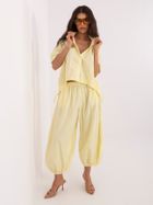 Spodnie materiałowe damskie, żółte, Italy Moda