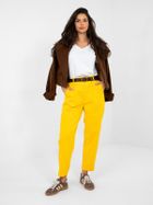 Spodnie materiałowe damskie, żółte, Italy Moda