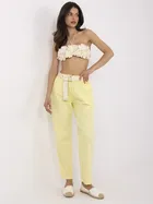 Spodnie materiałowe damskie, żółte, Italy Moda