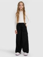 Spodnie materiałowe dziewczęce, baggy, czarne, 4F