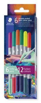 Staedtler, Multiverse, flamastry dwustronne, 12 kolorów, 6 szt.