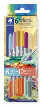Staedtler, Multiverse, flamastry dwustronne, 12 kolorów, 6 szt.