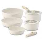 Starke Pro, Compacti Creamy, zestaw garnków z pokrywką i patelnie, 7 elementów