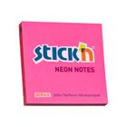 Stick'n, notes samoprzylepny, kostka, ciemnoróżowy neon, 100 kartek, 76-76 mm