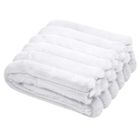 Stof, koc puszysty polary, w grube prążki, 130-160 cm