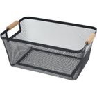 Storage Solutions, koszyk metalowy z drewnianymi uchwytami