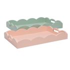 Storage Solutions, zestaw 2 drewnianych pastelowych tacek, matowe wykończenie