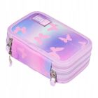 St.Right, piórnik rozkładany, potrójny, z wyposażeniem, Pink Butterflies