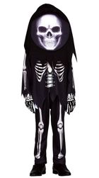 Strój, szkielet, kościotrup z wielką maską, głową, halloween, rozmiar 146/152