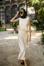 Sukienka damska, beżowa, Moodo