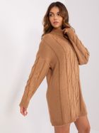 Sukienka damska z wełną, beżowa, Rue Paris