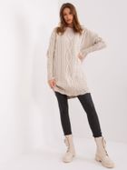 Sukienka damska z wełną, beżowa, Rue Paris