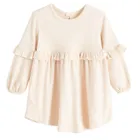 Sukienka dziewczęca z długim rękawem, beżowa, Nicol
