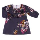 Sukienka dziewczęca z długim rękawem, granatowa, kwiaty, Eevi