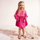 Sukienka dziewczęca z długim rękawem, różowa, Nicol