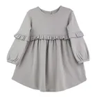Sukienka dziewczęca z długim rękawem, szara, Nicol