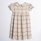Sukienka dziewczęca z krótkim rękawem, beżowa, Nicol