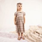Sukienka dziewczęca z krótkim rękawem, beżowa, Nicol