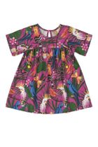 Sukienka dziewczęca z krótkim rękawem, różowa, papugi, Up Baby