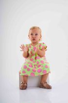 Sukienka dziewczęca z krótkim rękawem, żółta, Up Baby