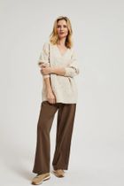 Sweter damski, beżowy, Moodo