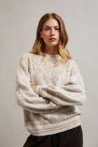 Sweter damski, beżowy, Moodo