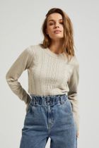 Sweter damski, beżowy, Moodo