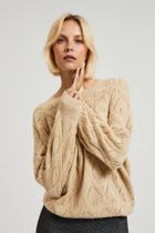 Sweter damski, beżowy, Moodo