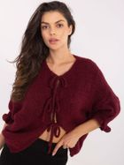 Sweter damski, oversize, bordowy, Italy Moda
