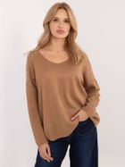 Sweter damski, oversize, brązowy, Italy Moda