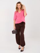 Sweter damski, oversize, różowy, Italy Moda