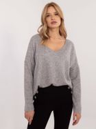 Sweter damski, oversize, szary, Italy Moda