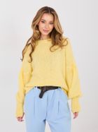 Sweter damski, oversize, żółty, Italy Moda