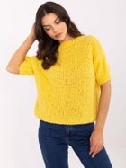 Sweter damski, oversize, żółty, Italy Moda