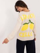 Sweter damski, rozpinany, beżowy, Italy Moda