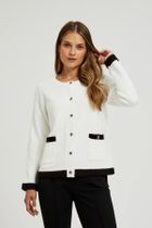 Sweter damski, rozpinany, biały, Moodo