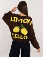 Sweter damski, rozpinany, brązowy, Italy Moda