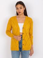 Sweter damski, rozpinany, musztardowy, Rue Paris