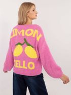 Sweter damski, rozpinany, różowy, Italy Moda