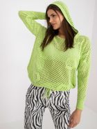 Sweter damski z kapturem, zielony, Rue Paris