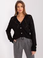 Sweter damski z wełną, rozpinany, czarny, Rue Paris