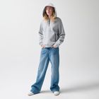 Szara bluza sherpa z kapturem oversize NOWEAR