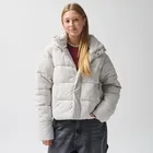 Szara ocieplana kurtka z kapturem cropped NOWEAR