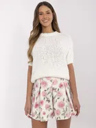Szorty damskie, ecru, Italy Moda
