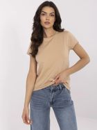 T-shirt damski, beżowy, Basic Feel Good