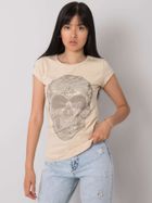 T-shirt damski, beżowy, Ex Moda