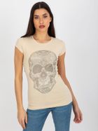 T-shirt damski, beżowy, Lily Rose