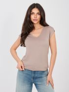 T-shirt damski, beżowy, Sublevel