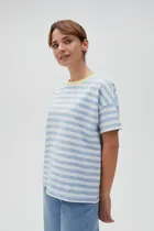 T-shirt damski, biało-niebieski, Moodo