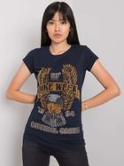 T-shirt damski, granatowy, Ex Moda